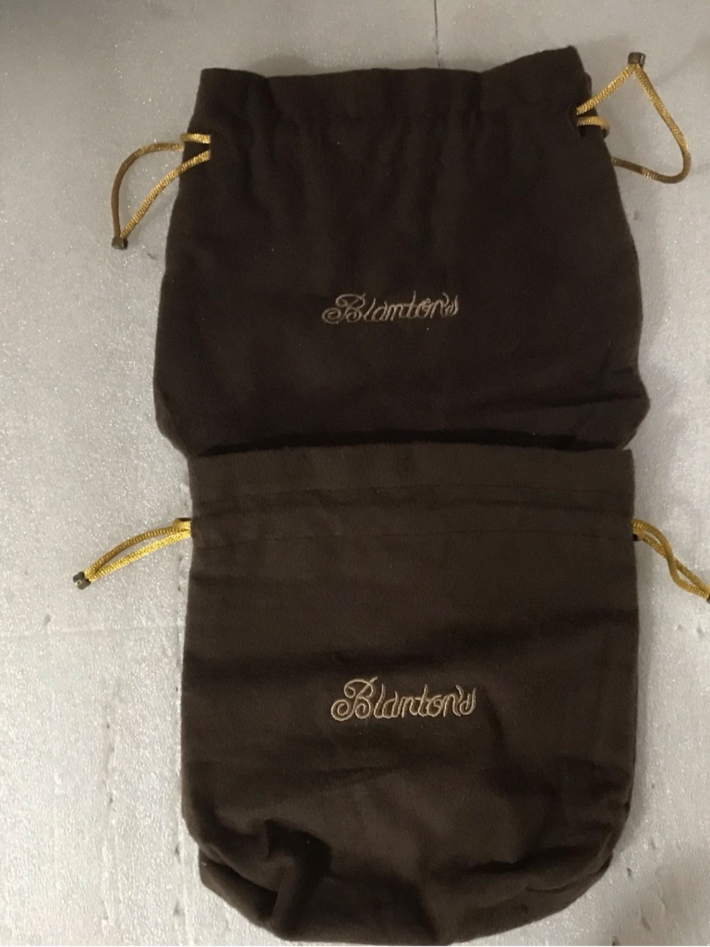 Blanton's Branded Brown Velvet Drawstring Pouches (Set of 2)